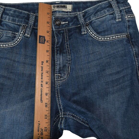 ROCK & ROLL Cowgirl Womens 30x38 (30x36) Mid Rise Embellished Boot Cut Jeans - Picture 9 of 11